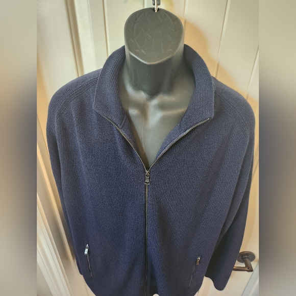 Brax Feel Good Jake Zip Through Navy Heather Zippered Pockets Sweater Dize XL - Picture 7 of 13